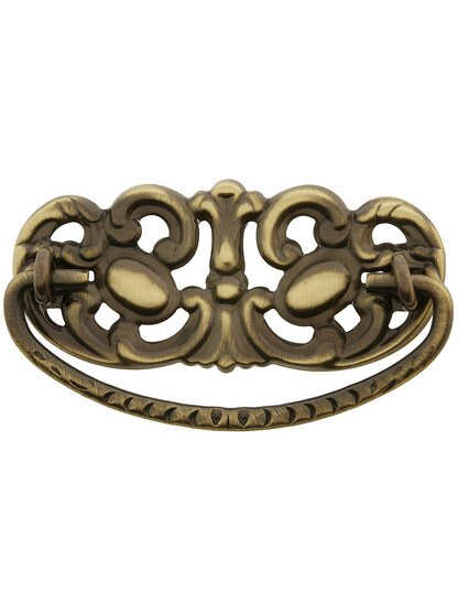 Open Design Brass Bail Pull - 3 inch Center-to-Center in Antique Brass.